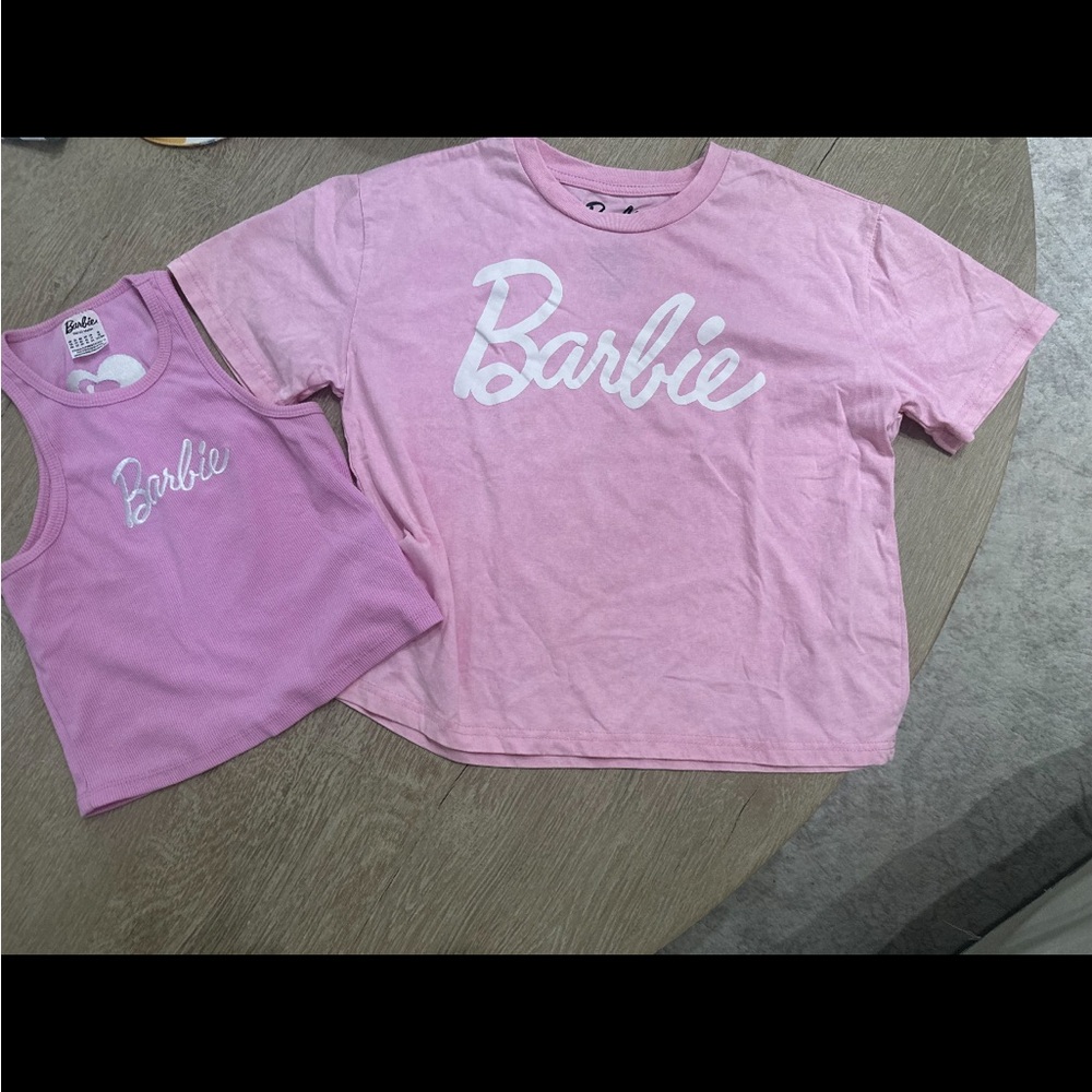Barbie Pink and White T-Shirt and Tank Set cropped
